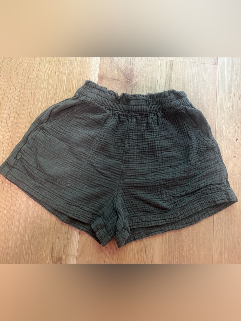 Aerie Seersucker Olive Green Shorts